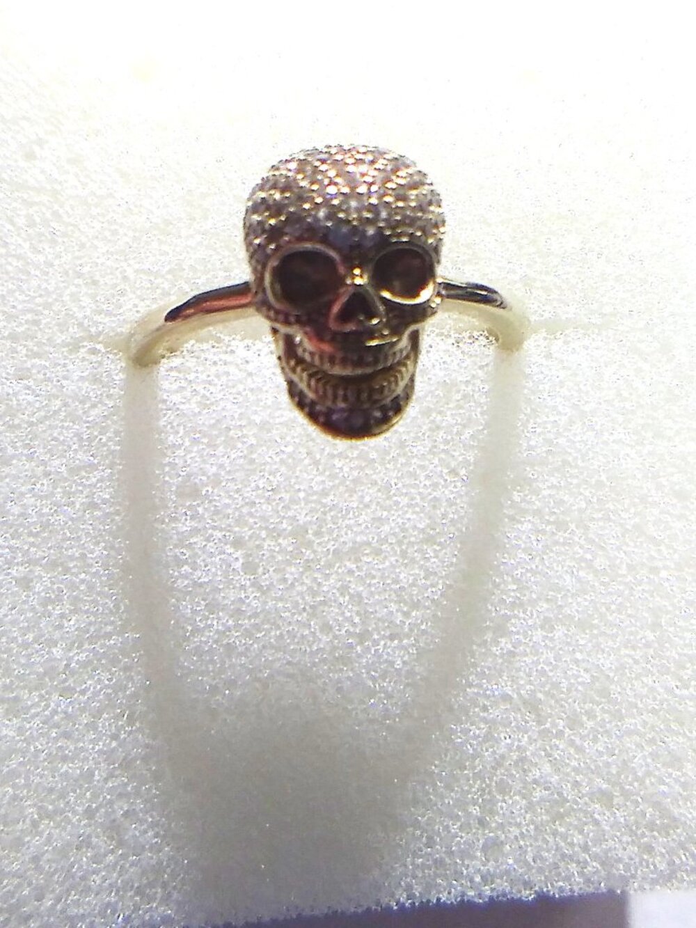 Skull Yellow Gold Over Silver Ring